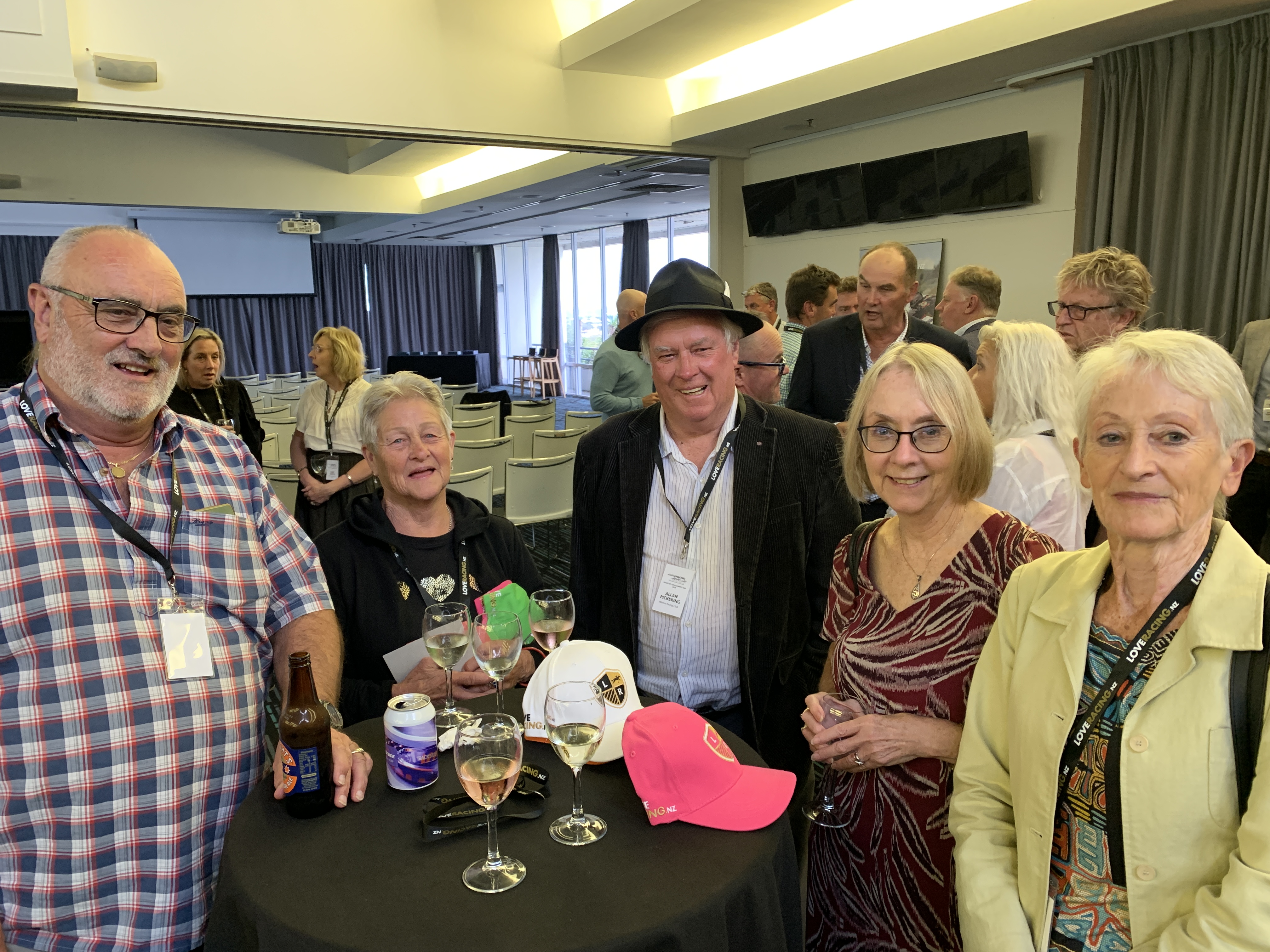 NZTROF President Bernard Hickey (left) and Executive Officer Denise Mayhew (2nd from right) with members of Wairoa Racing Club